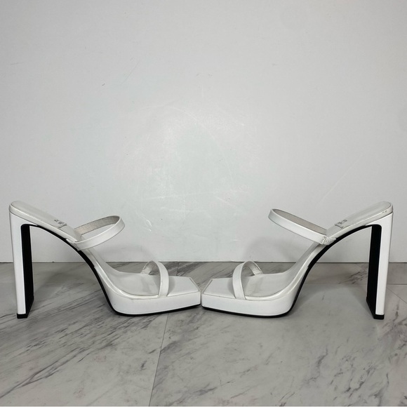 Jeffrey Campbell Hustler Square Toe White Heel Sandal 9 1/2 - Picture 5 of 14